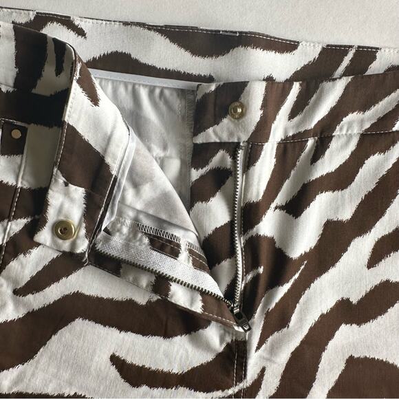 Chico’s Cropped Pants Stretch Zebra Print Brown White Women's Chico's 2P US 12P - Picture 6 of 9